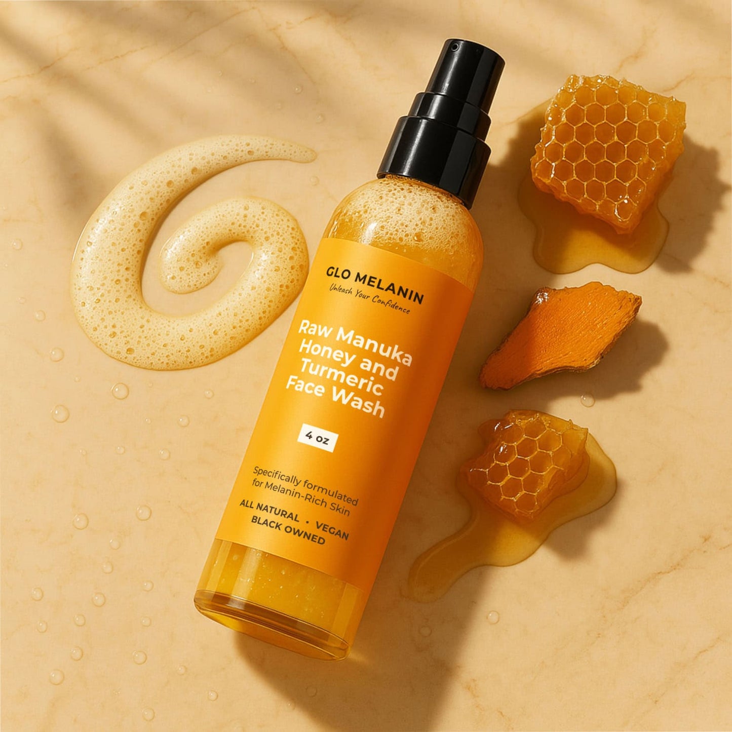 Raw Manuka Honey and Turmeric Face Wash - Glo Melanin