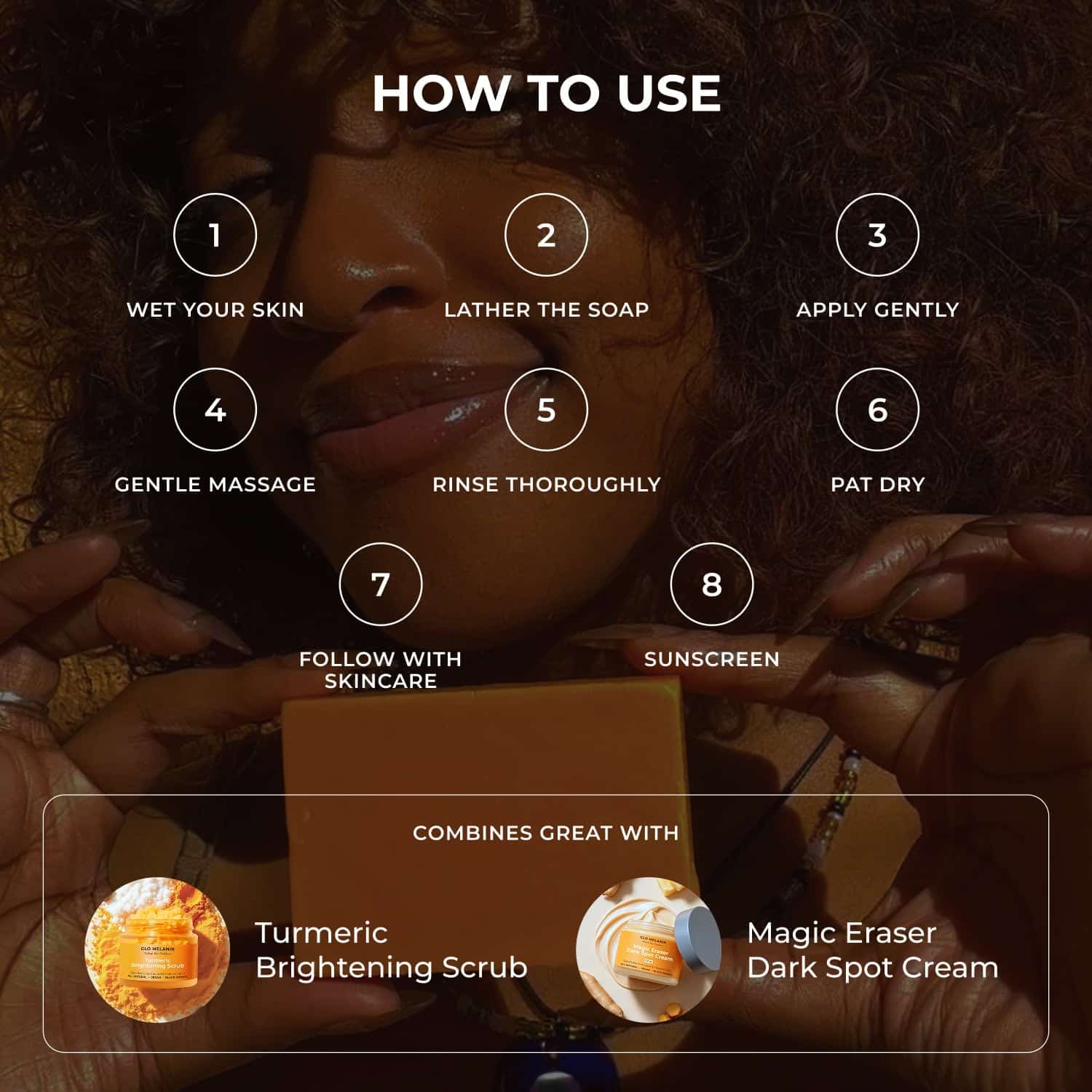 Turmeric Brightening Soap (with Vitamin C, Alpha Arbutin, Oat) - Glo Melanin