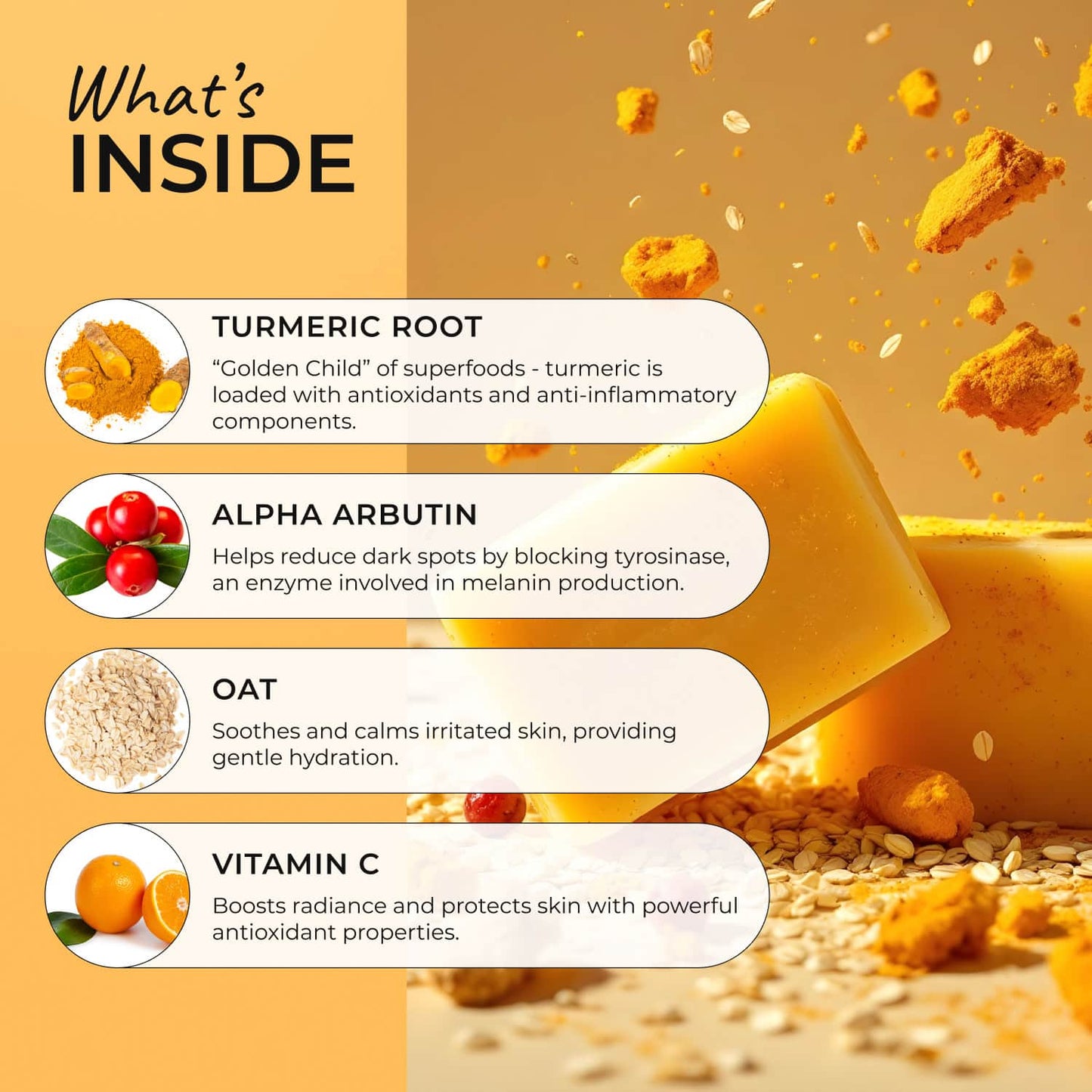 Turmeric Brightening Soap (with Vitamin C, Alpha Arbutin, Oat) - Glo Melanin