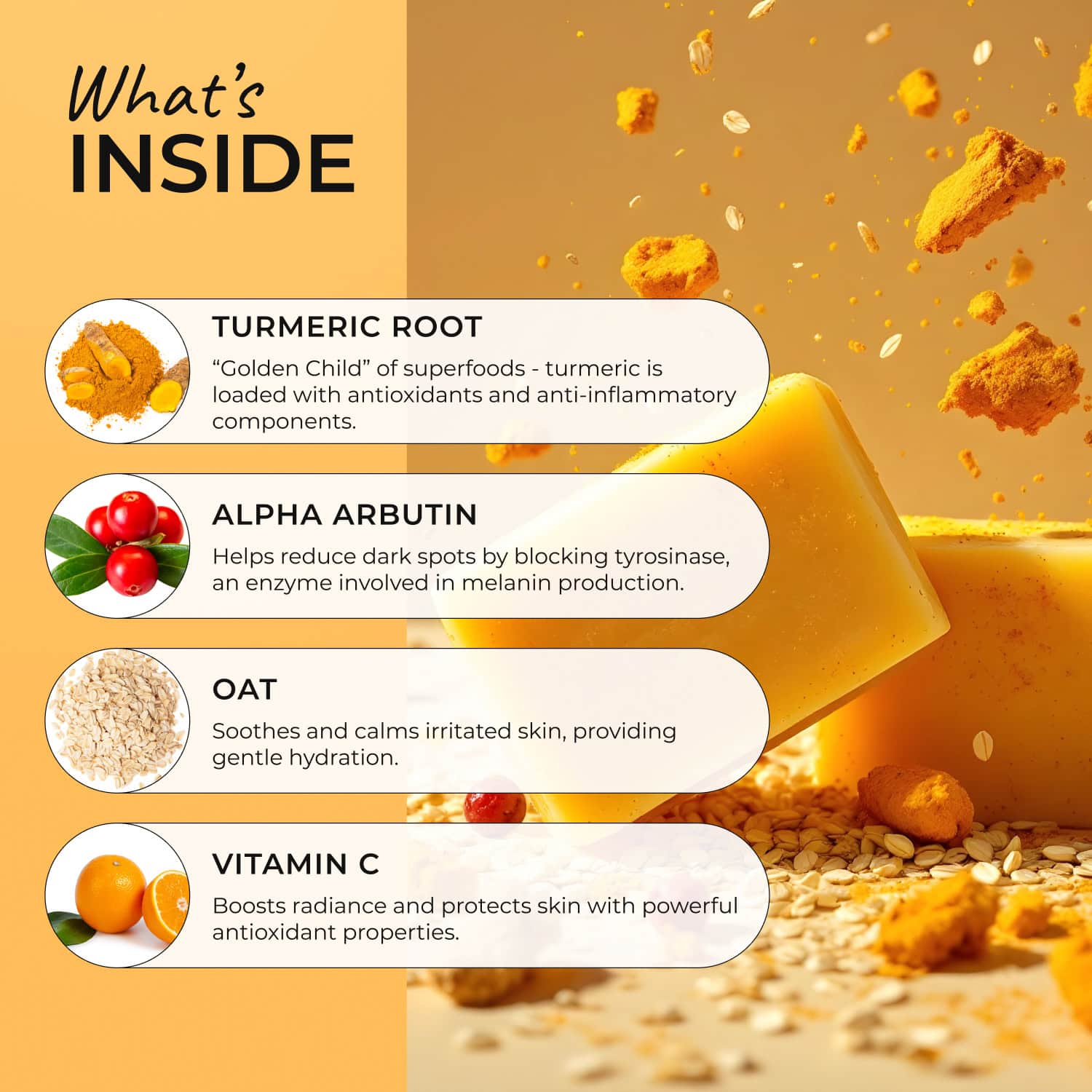 Turmeric Brightening Soap (with Vitamin C, Alpha Arbutin, Oat) - Glo Melanin