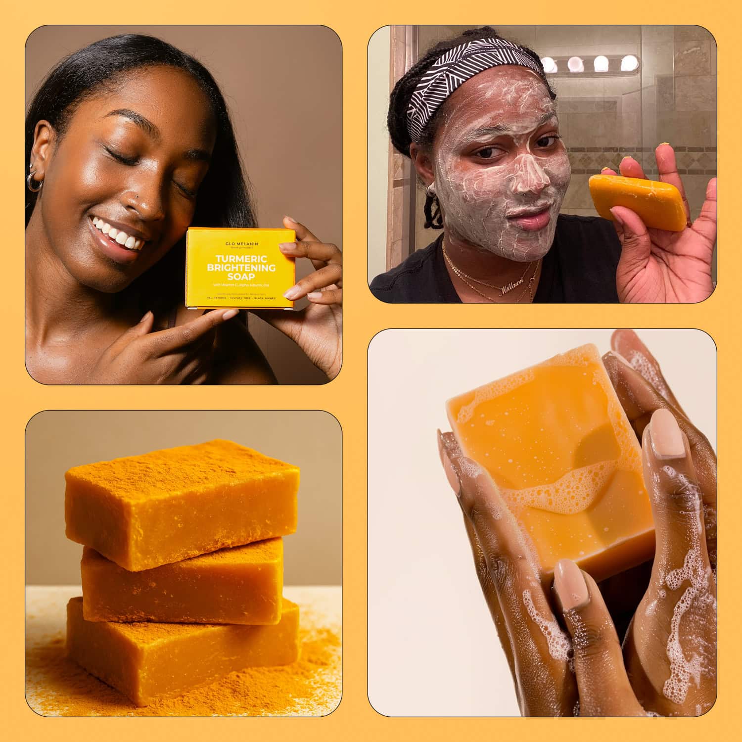 Turmeric Brightening Soap (with Vitamin C, Alpha Arbutin, Oat) - Glo Melanin