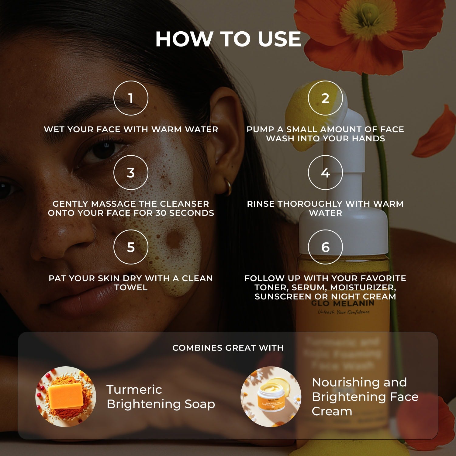 Turmeric and Kojic Foaming Face Wash - Glo Melanin