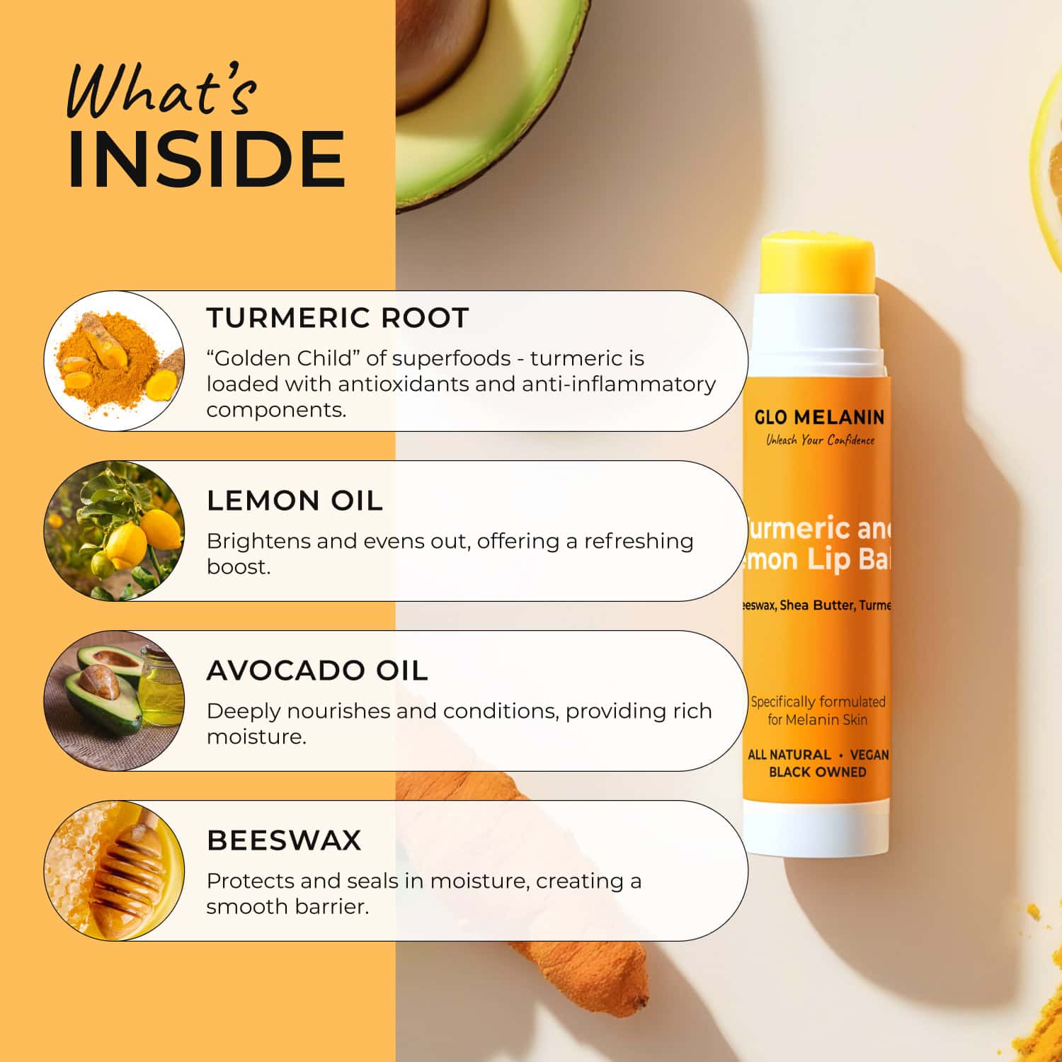Turmeric and Lemon Lip Balm (for Dark Lips) - Glo Melanin