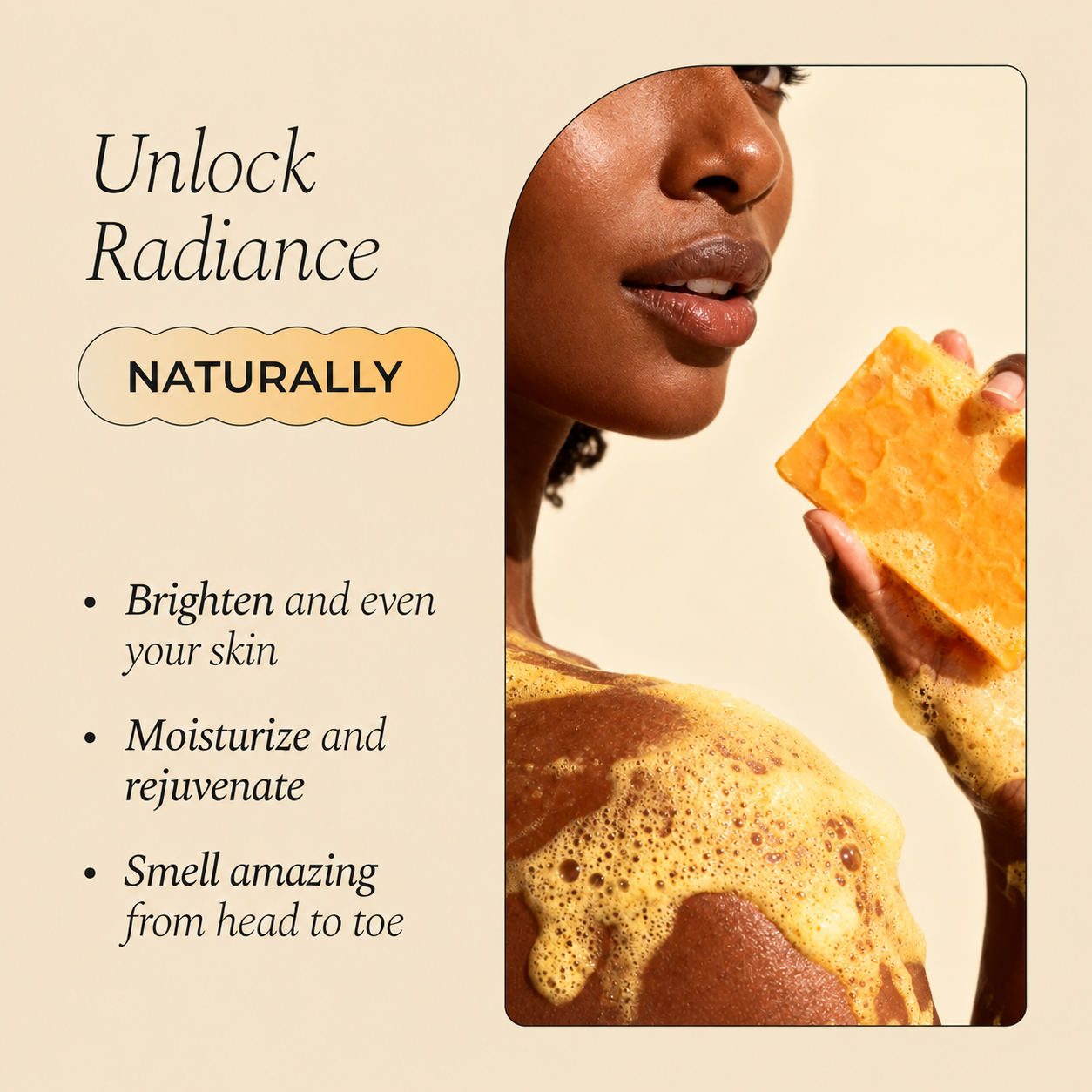 Turmeric Brightening Soap (with Vitamin C, Alpha Arbutin, Oat).